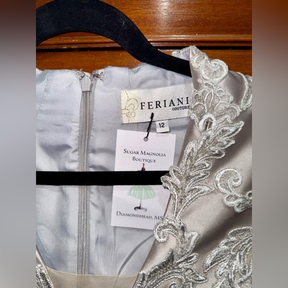 Feriani Couture Embroidered Satin Peplum Gown – Size 12 - Picture 4 of 5